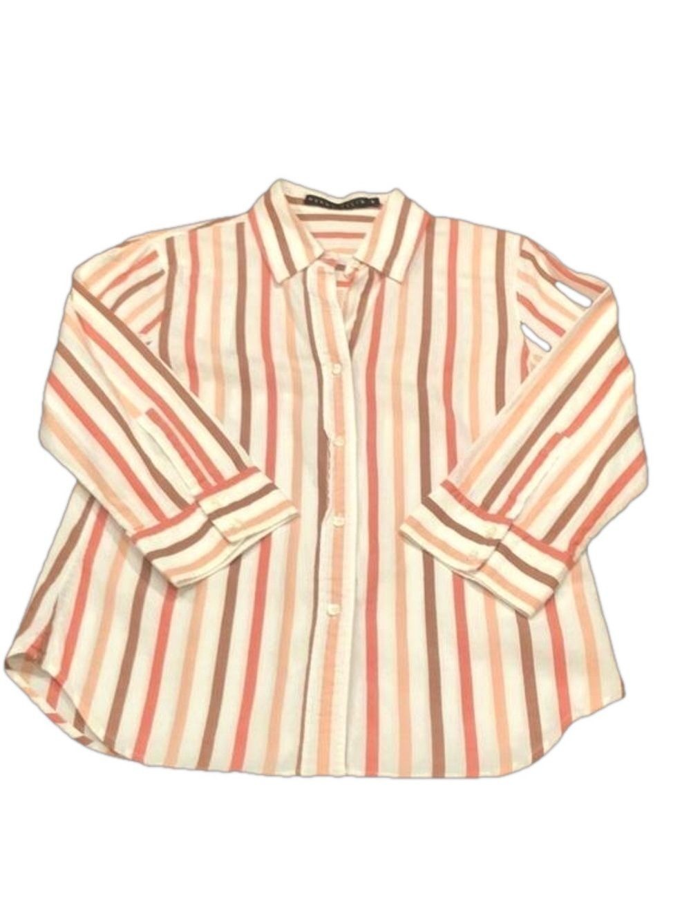 PERRY ELLIS Button-Down Striped Top Size 6 - Picture 5 of 8